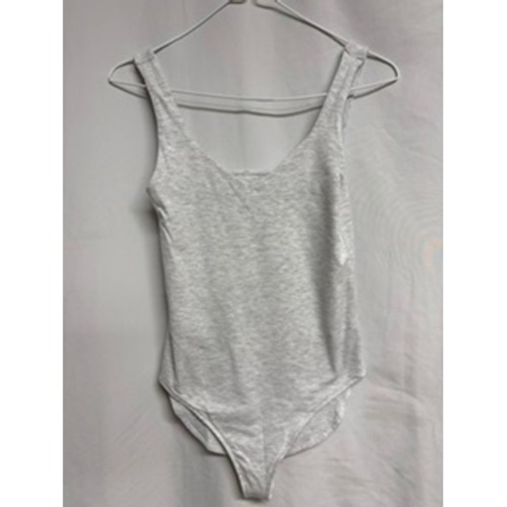 American Eagle Womens Medium Gray V-Neck Sleeveless Bodysuit Scoop Back Stretch